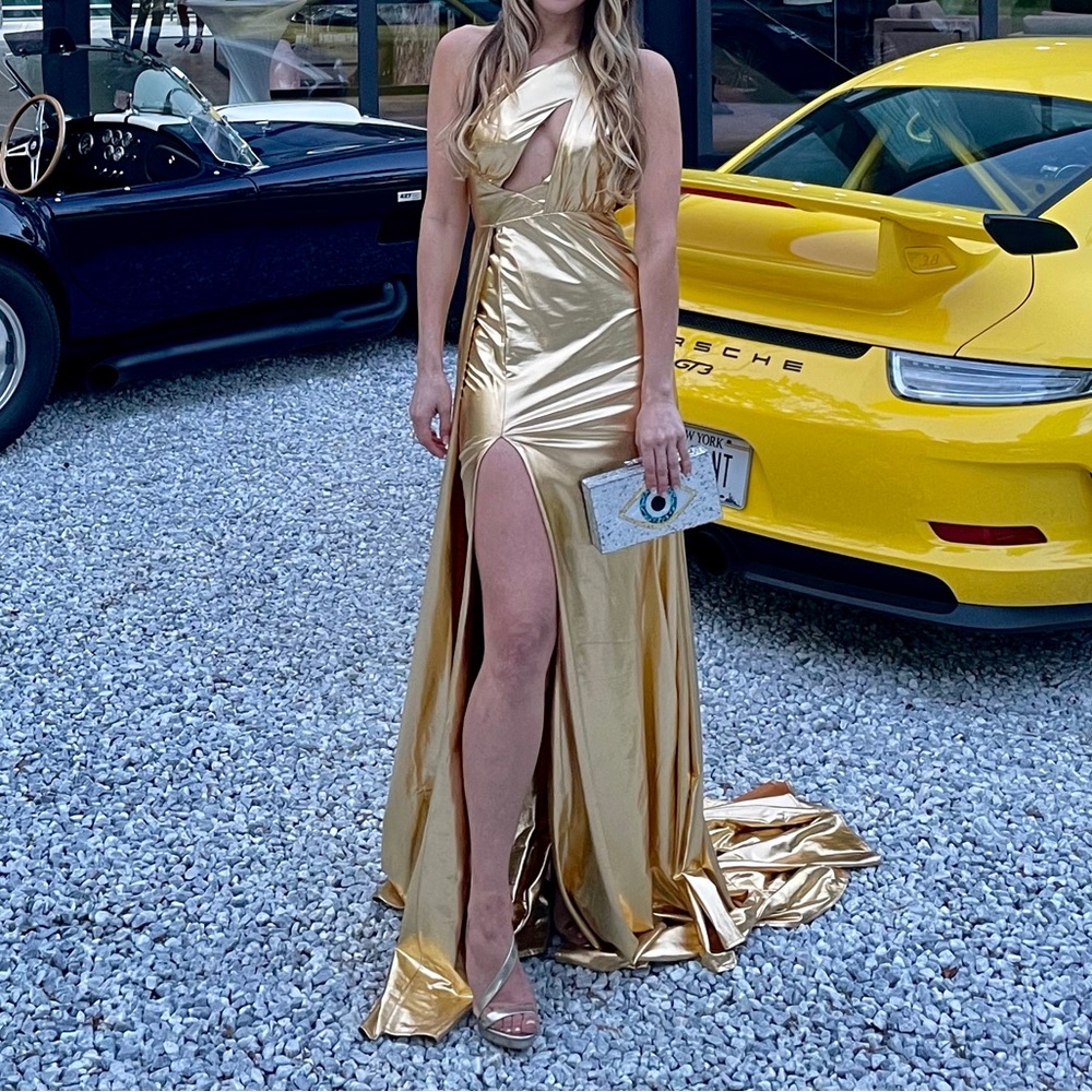 Alamour Aryanna Gold floor length Gown Dress size xs